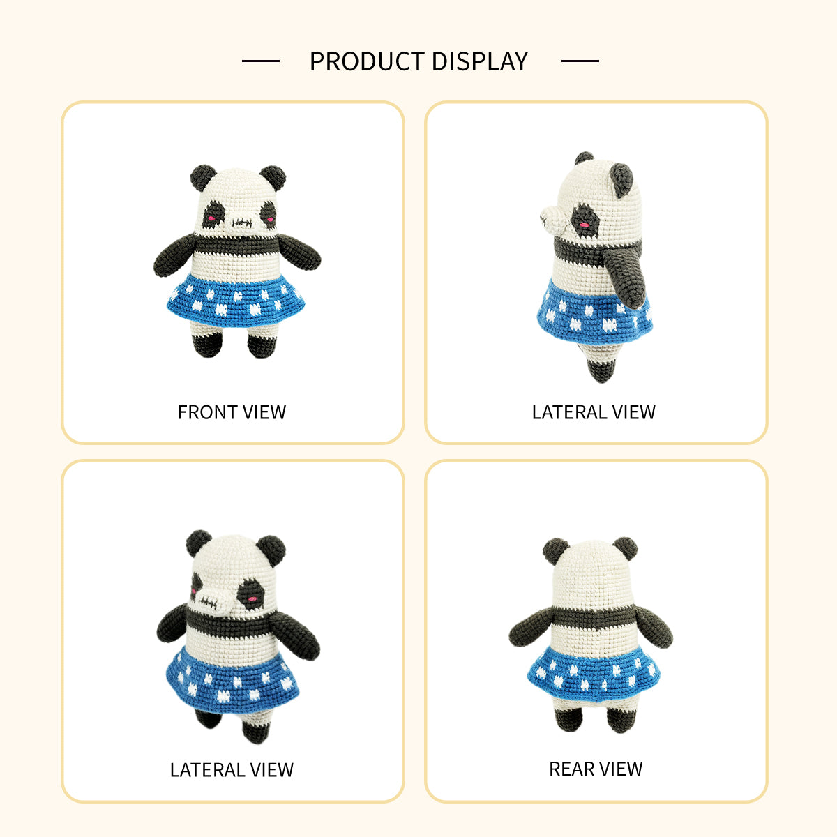 Funny Creepy Cute Panda Crochet Plush - Gothic Amigurumi Star Skirt Doll