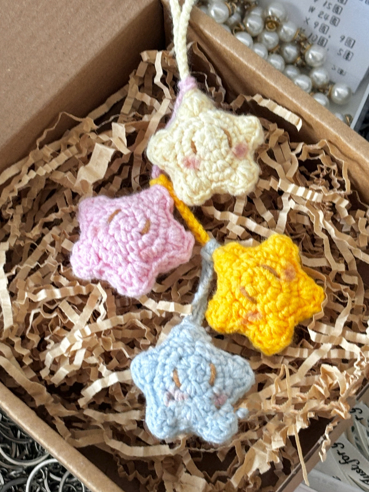 Cute little star pendant, handmade yarn, DIY crochet kit, crochet doll gift.
