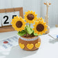 Hand-Woven Flower Bouquet DIY Kit — Featuring Miniature Potted Lotus, Sunflowers, and Handcrafted Crocheted Roses