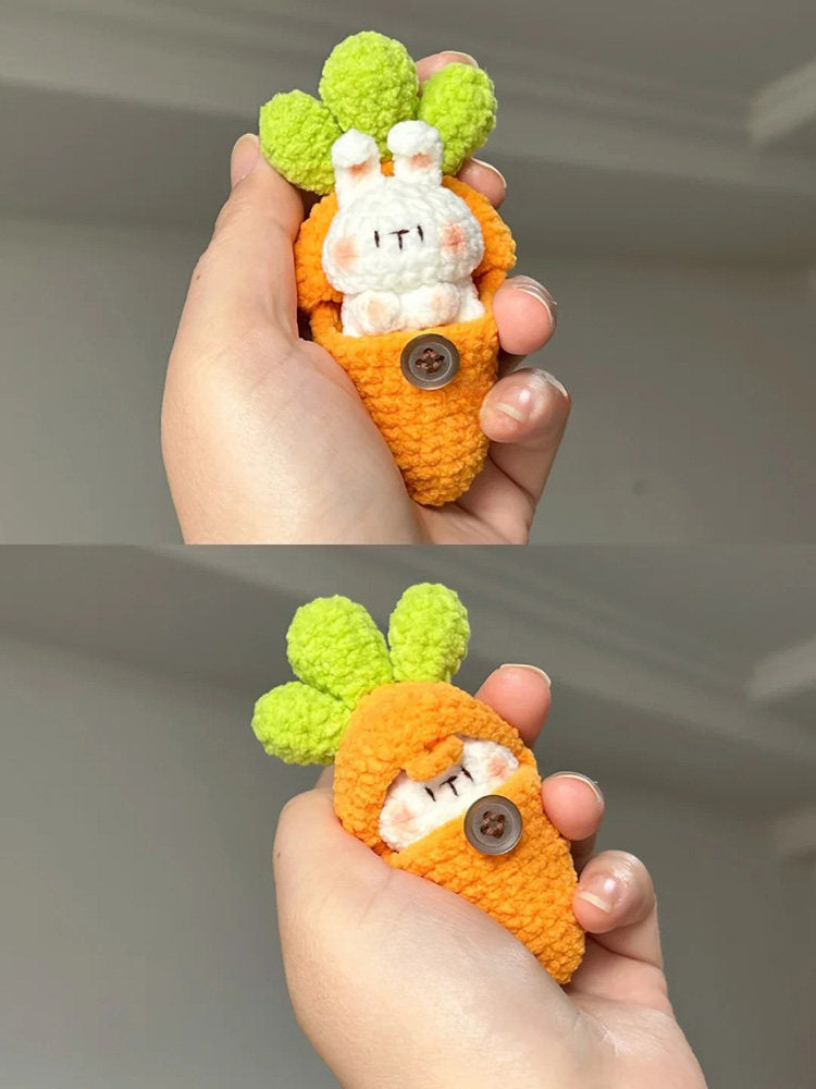 DIY Crochet Kit for Mushroom Pocket Kitty Charms - Knitting Doll Gifts (Free Keychain + Tools + Tutorial)