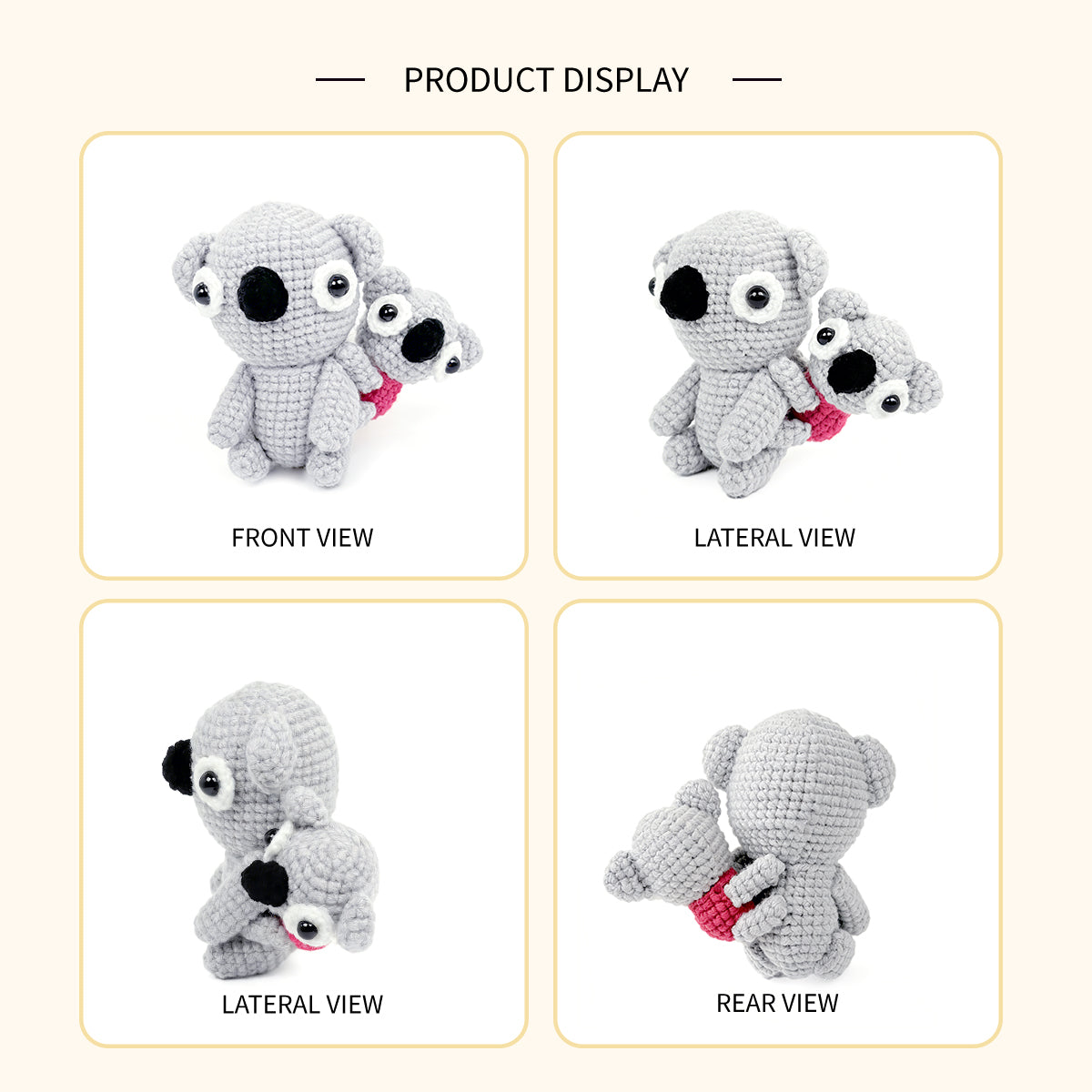 Handmade Crochet Koala Mother and Baby Set - Cute Amigurumi Nursery Decor