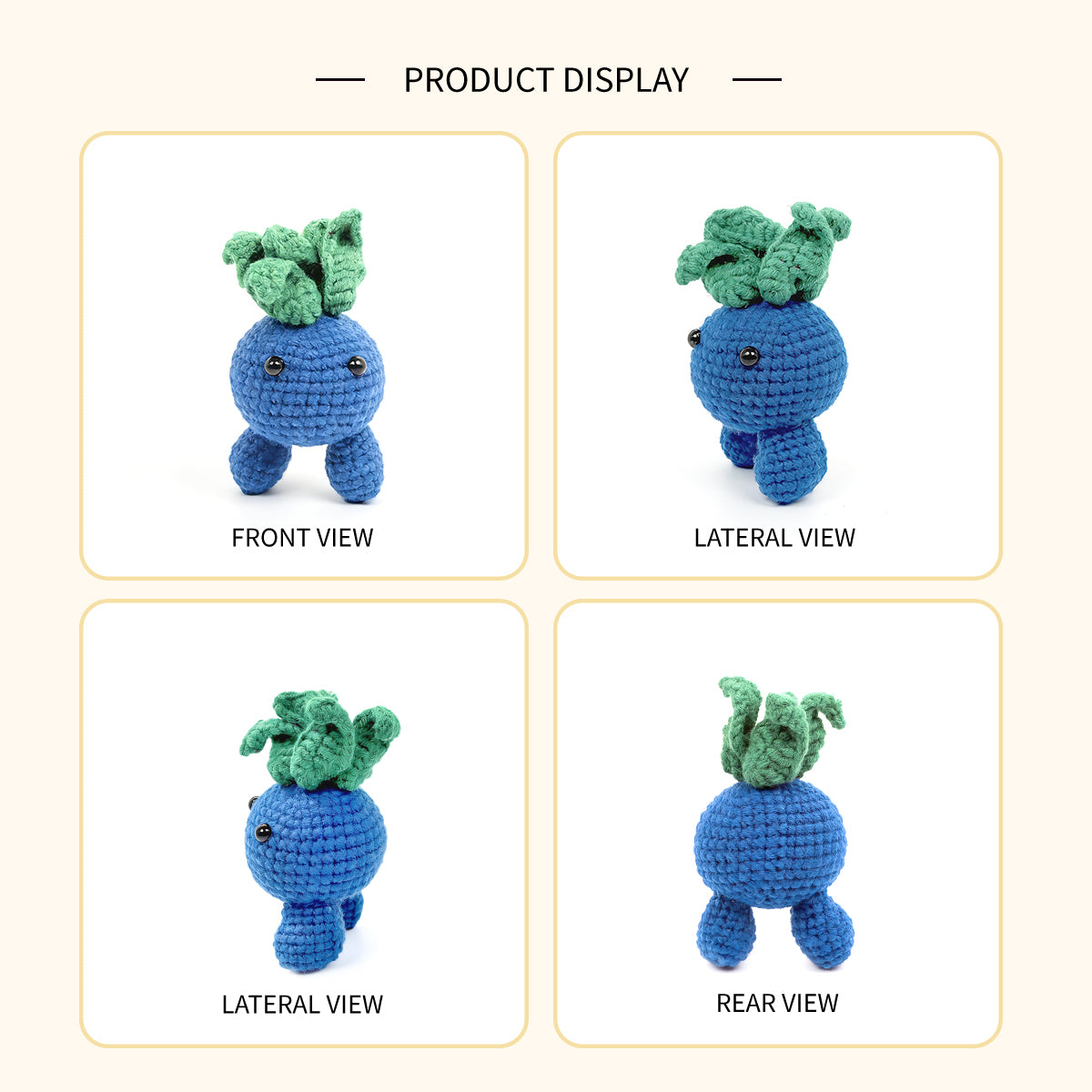 Funny Crochet Blue Plant Plush - Cute Amigurumi Vegetable Desk Decor