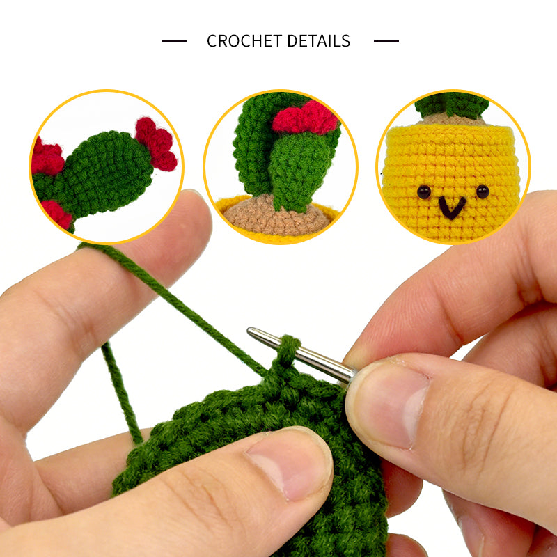 Crochet Cactus Plant Plush, Handmade Amigurumi Potted Decor Gift