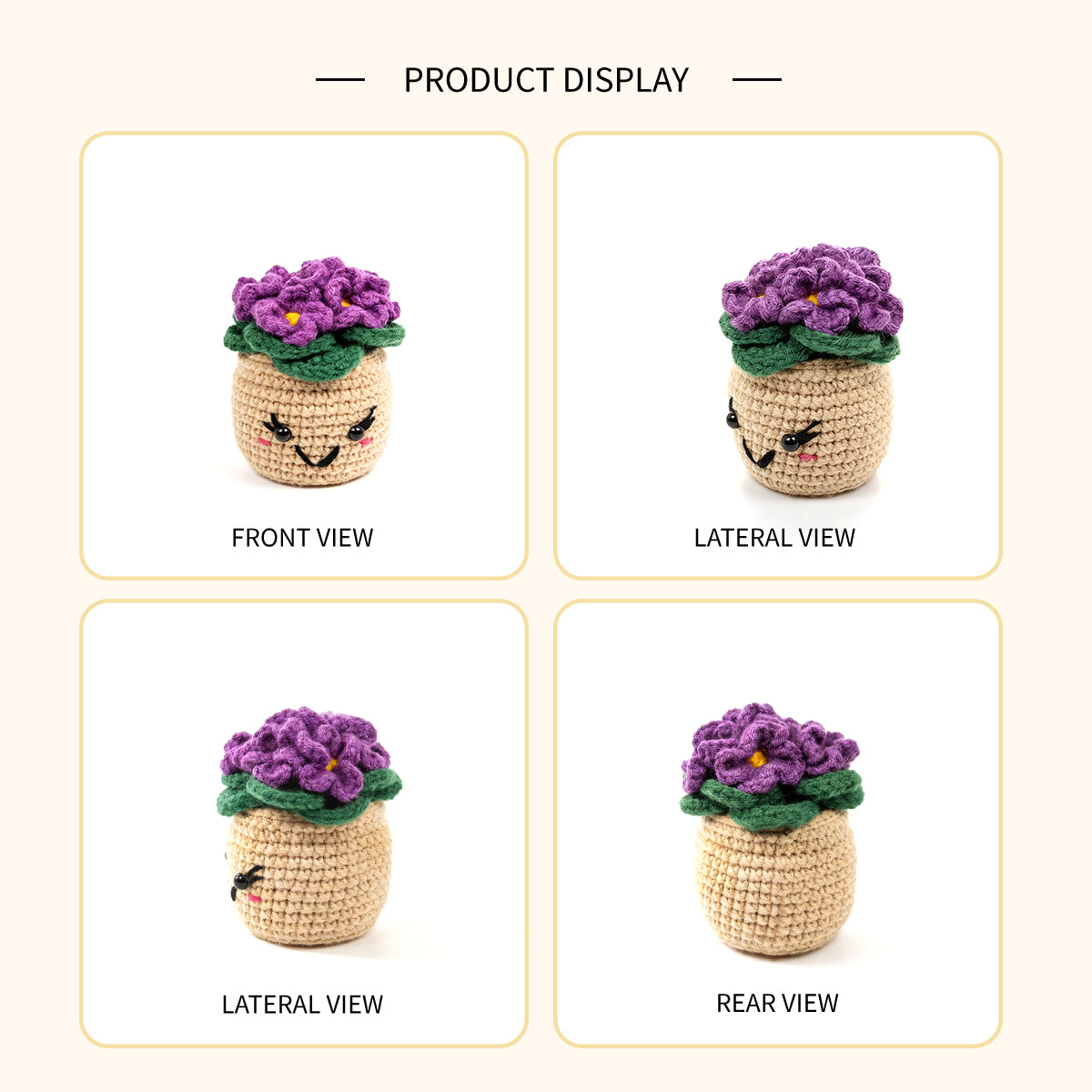 Handmade Crochet African Violet Plant - Kawaii Amigurumi Potted Flower
