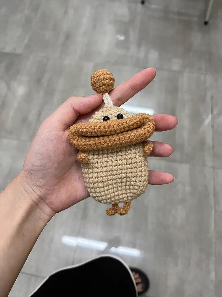 Sausage-lip earphone cover DIY material kit, handmade crochet access card cover, key pouch, yarn crochet