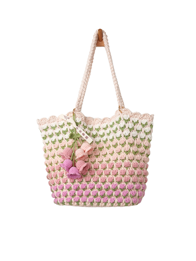 Large Gradient Tulip Handbag DIY Crochet Kit Gift