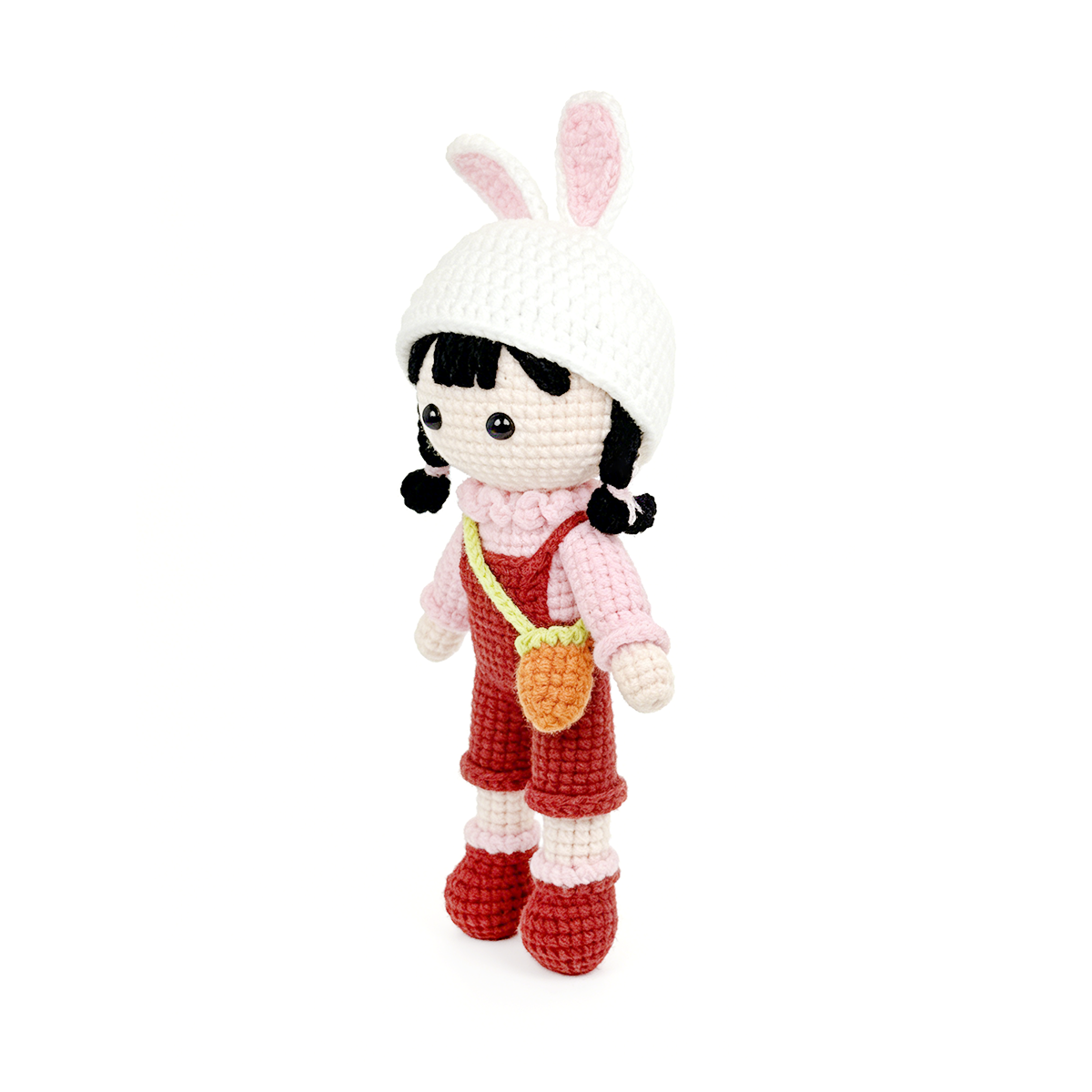 Handmade Crochet Doll - Premium Amigurumi Girl Toy with Rabbit Hat