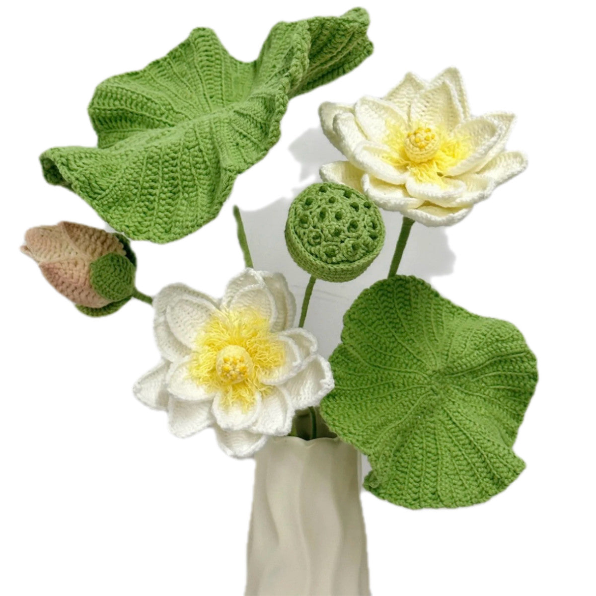 Lotus Flower DIY Woven Bouquet Knitting Kit with Crochet Hooks - Good Luck Preserved Flower Ornament Gift