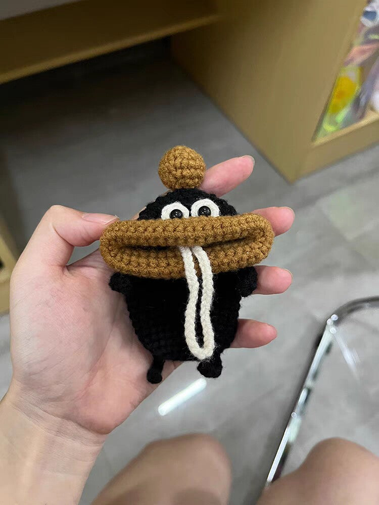 Sausage-lip earphone cover DIY material kit, handmade crochet access card cover, key pouch, yarn crochet