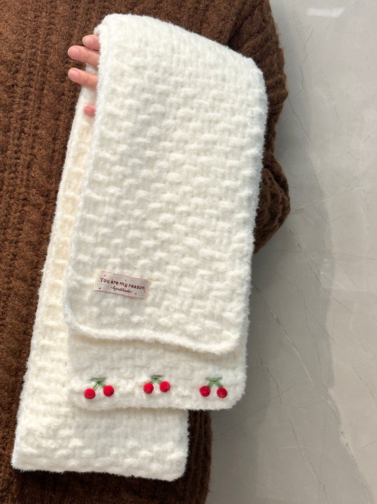 Cherry scarf yarn DIY craft kit, cloud cotton yarn gift