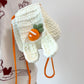 Cute bunny ear bag DIY material kit, homemade ice cream yarn crochet backpack, autumn and winter plush bag