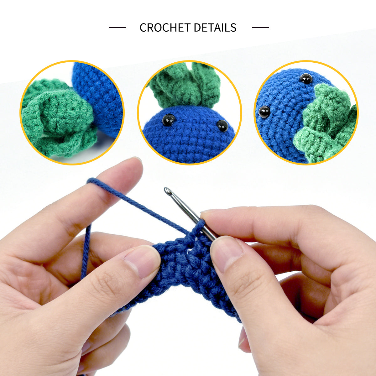 Funny Crochet Blue Plant Plush - Cute Amigurumi Vegetable Desk Decor