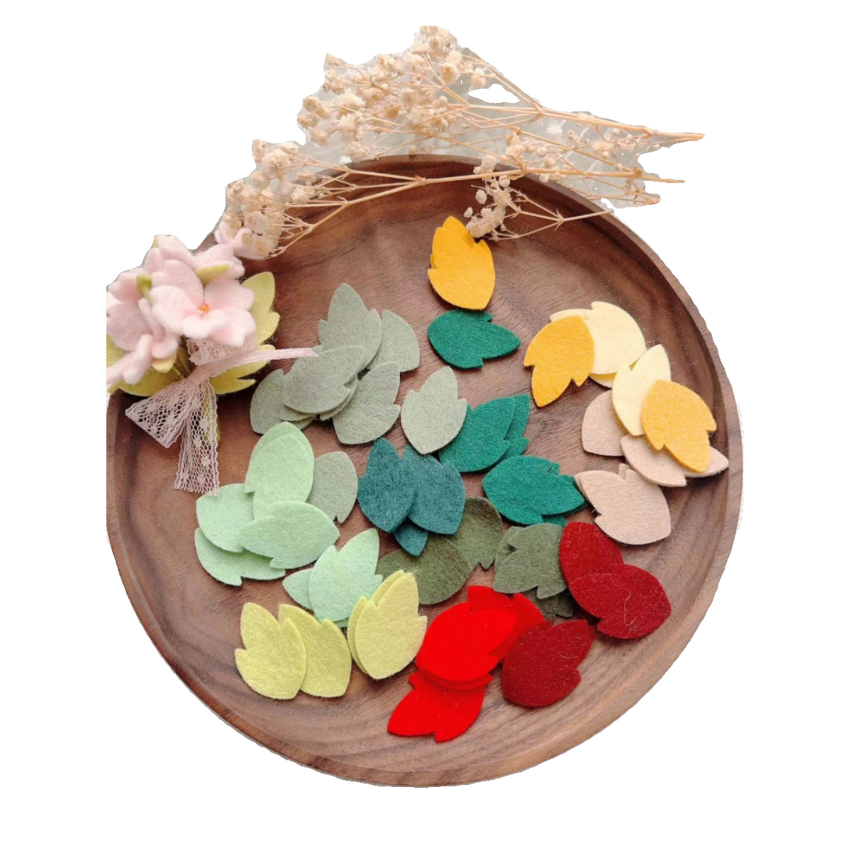 Colorful Pure Wool Felt Leaf Pieces