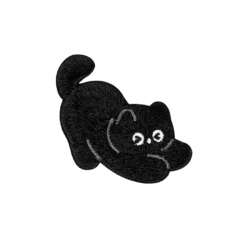 Cartoon Black Cat Embroidery Patch
