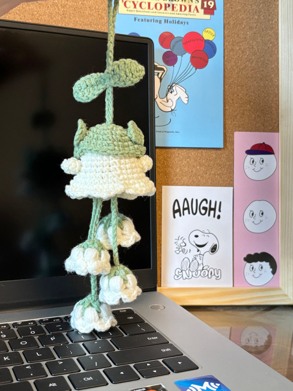 Three-eyed ghost lily of the valley pendant, Hello Kitty cat, little panda backpack, DIY crochet kit, gift set.