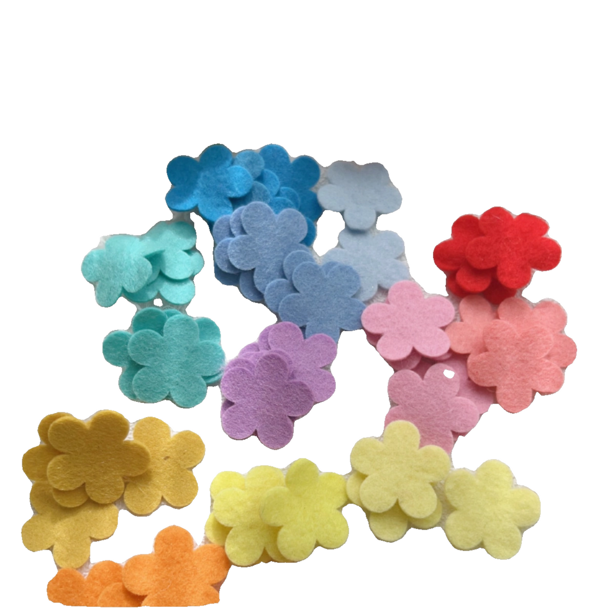 Multicolor Hand-Cut Felt Flowers, 2.5 cm / 1.5 cm Five-Petal Shapes