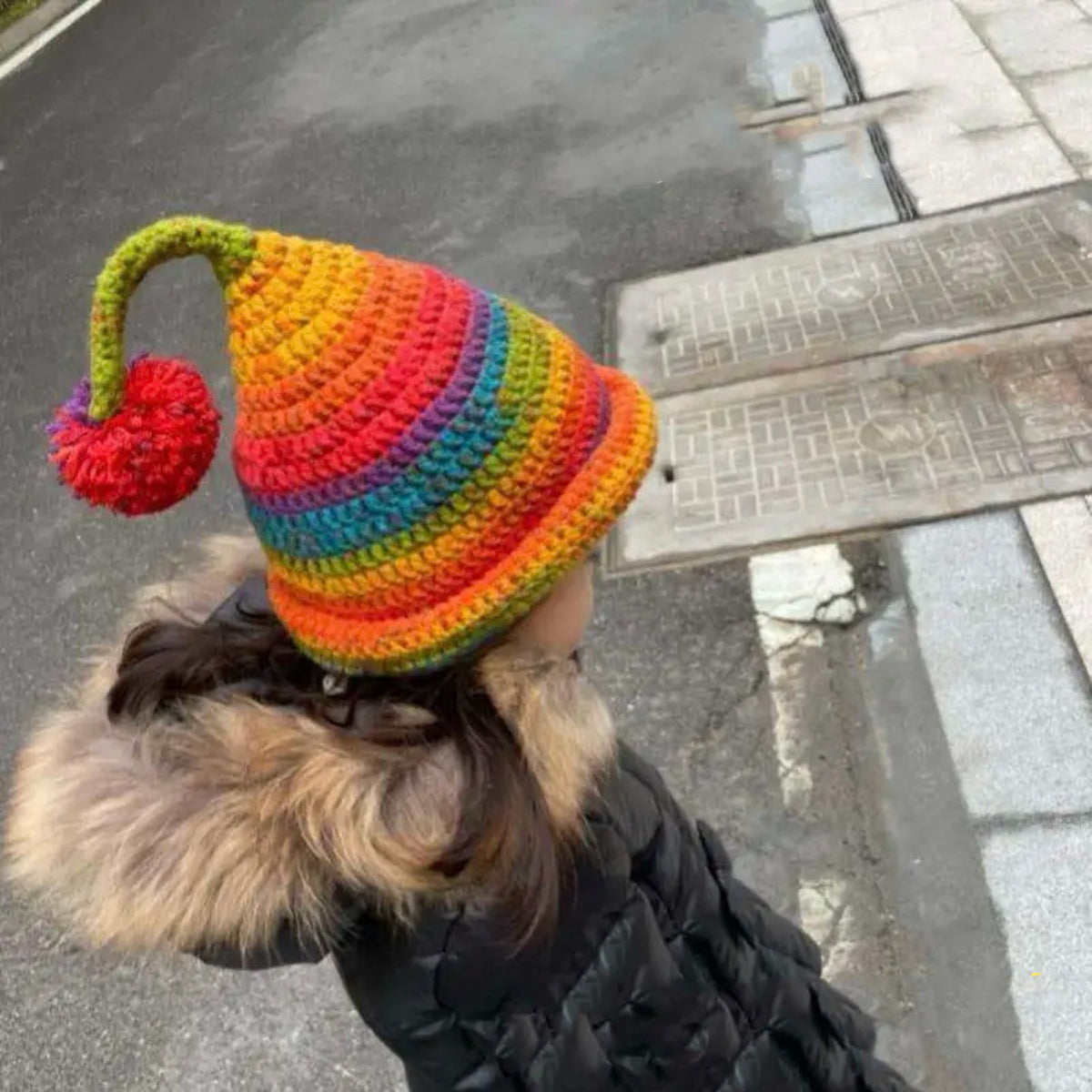 Snowflake Hand-knitted 8-strand variegated yarn DIY handmade elf hat crochet autumn and winter hand-knitted scarf