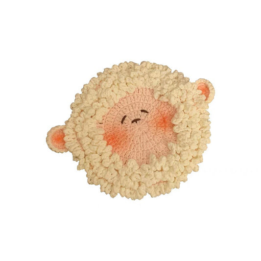 Cute sheep coaster DIY kit, yarn, crochet hook, perfect gift for your best friend.
