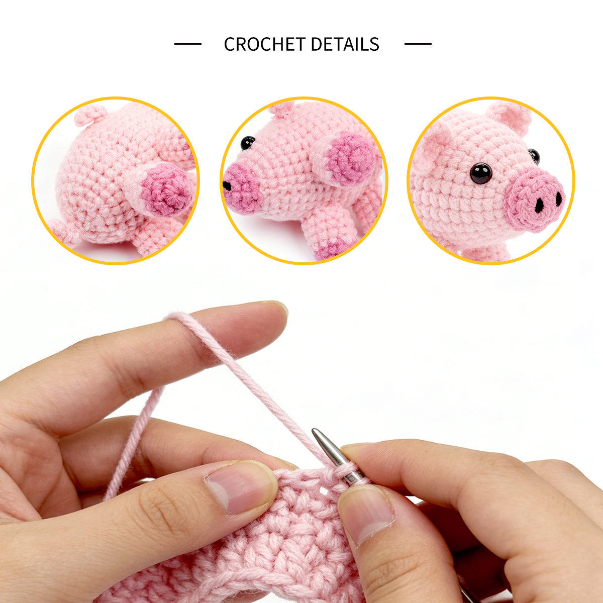 Handmade Crochet Pig Plush - Cute Amigurumi Farmhouse Nursery Decor Toy