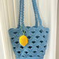 Summer fan-shaped bucket bag crochet 2mm small round yarn floral openwork shoulder bag material kit DIY craft