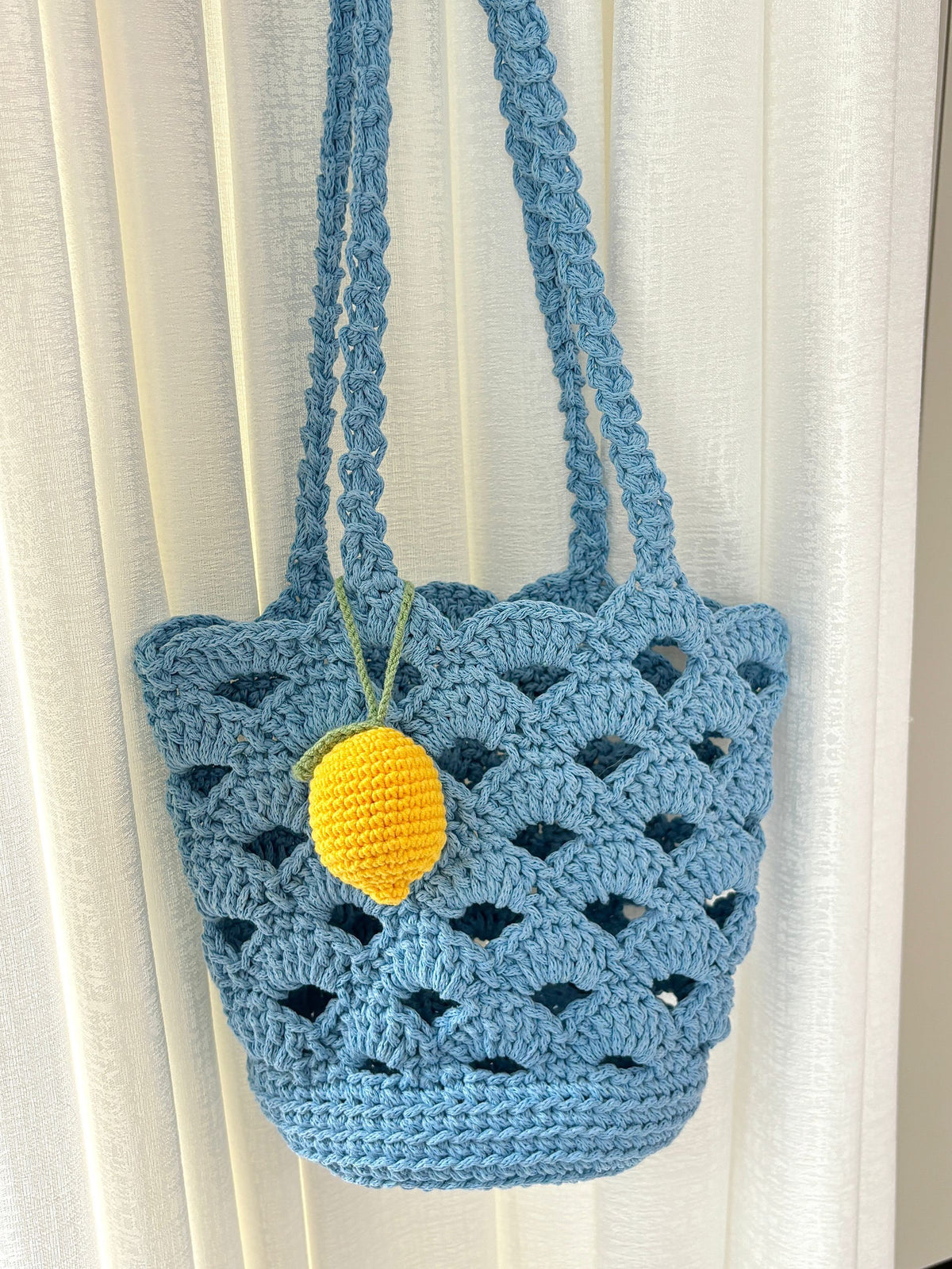 Summer fan-shaped bucket bag crochet 2mm small round yarn floral openwork shoulder bag material kit DIY craft