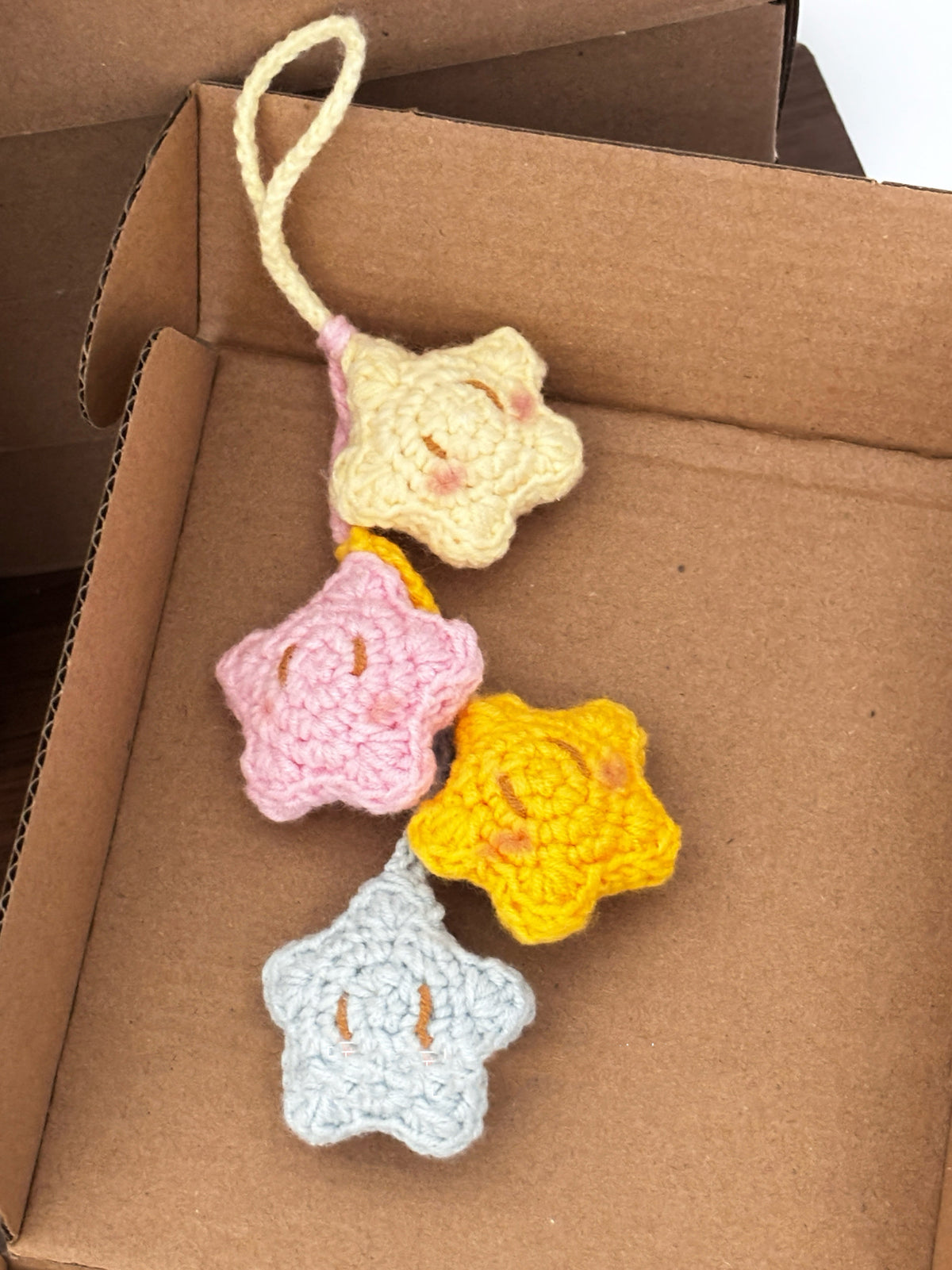 Cute little star pendant, handmade yarn, DIY crochet kit, crochet doll gift.