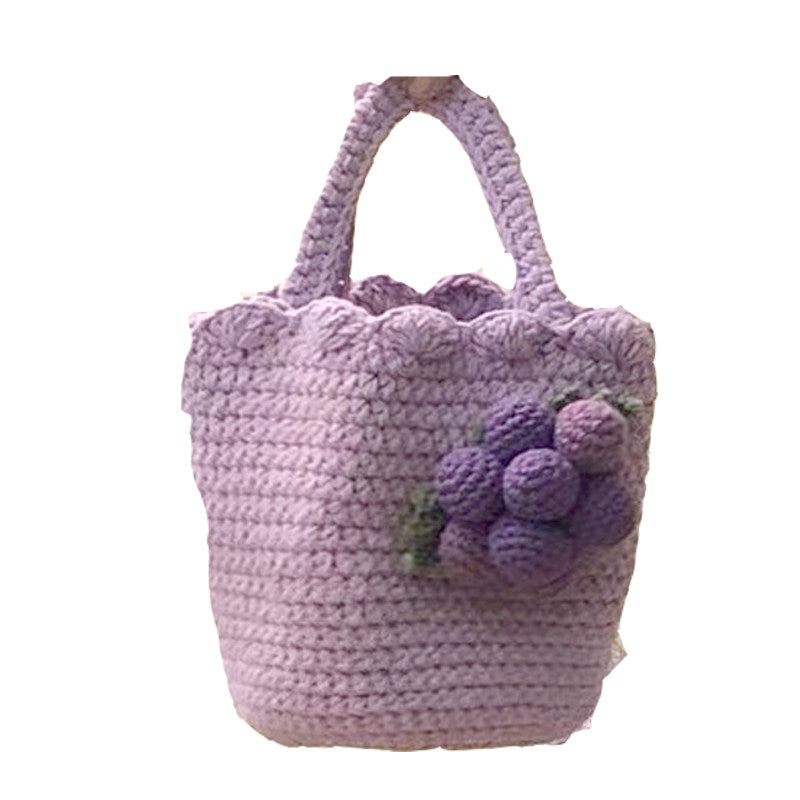 DIY Crochet Summer Floral Wedding Openwork Bag Small Round Yarn Shoulder Bag Knitting DIY Material Kit