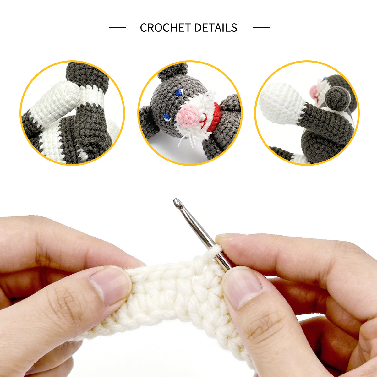 Funny Crochet Cat Plush - Quirky Amigurumi Grumpy Tabby Kitten Toy