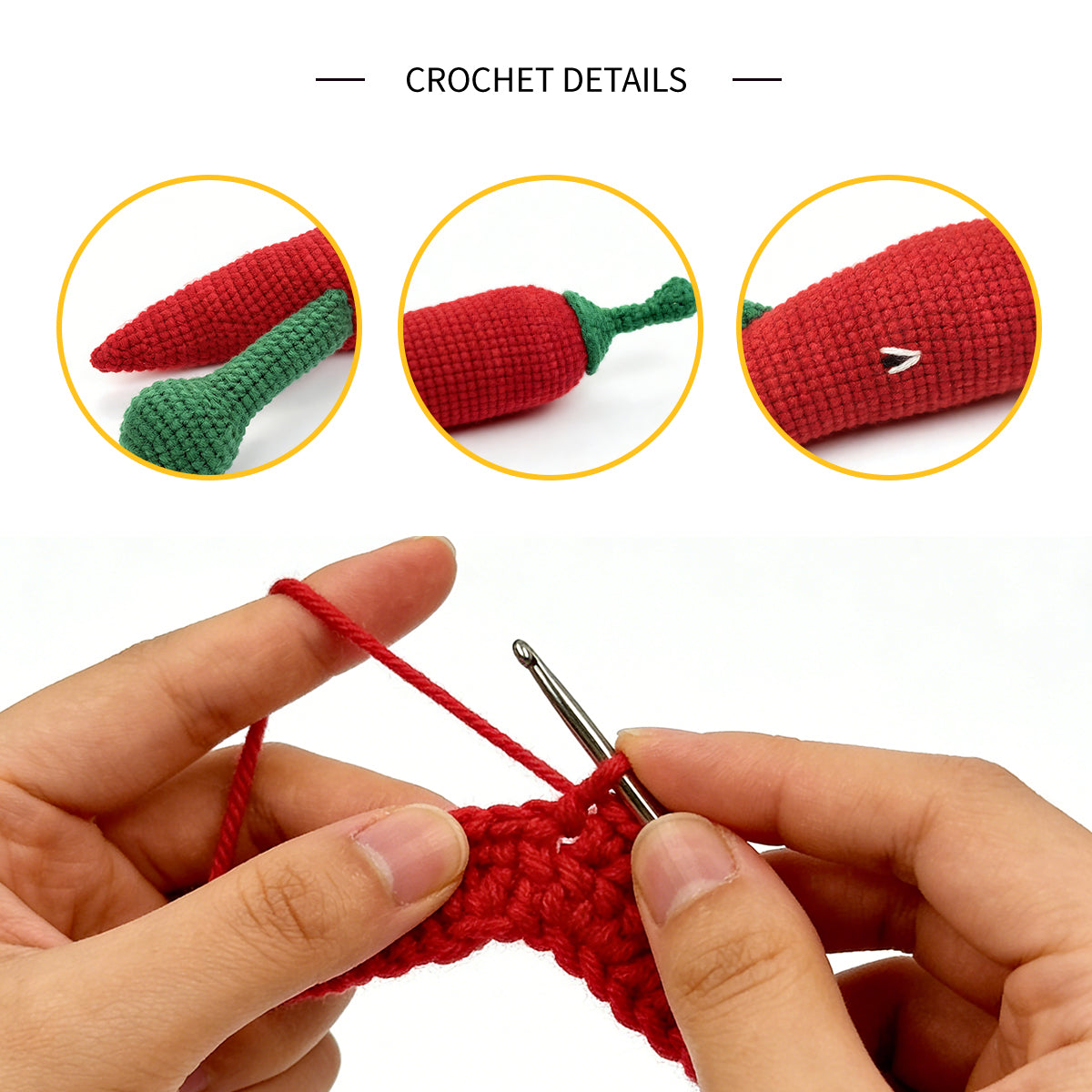 Funny Crochet Red Chili Pepper Plush - Quirky Amigurumi Vegetable Doll