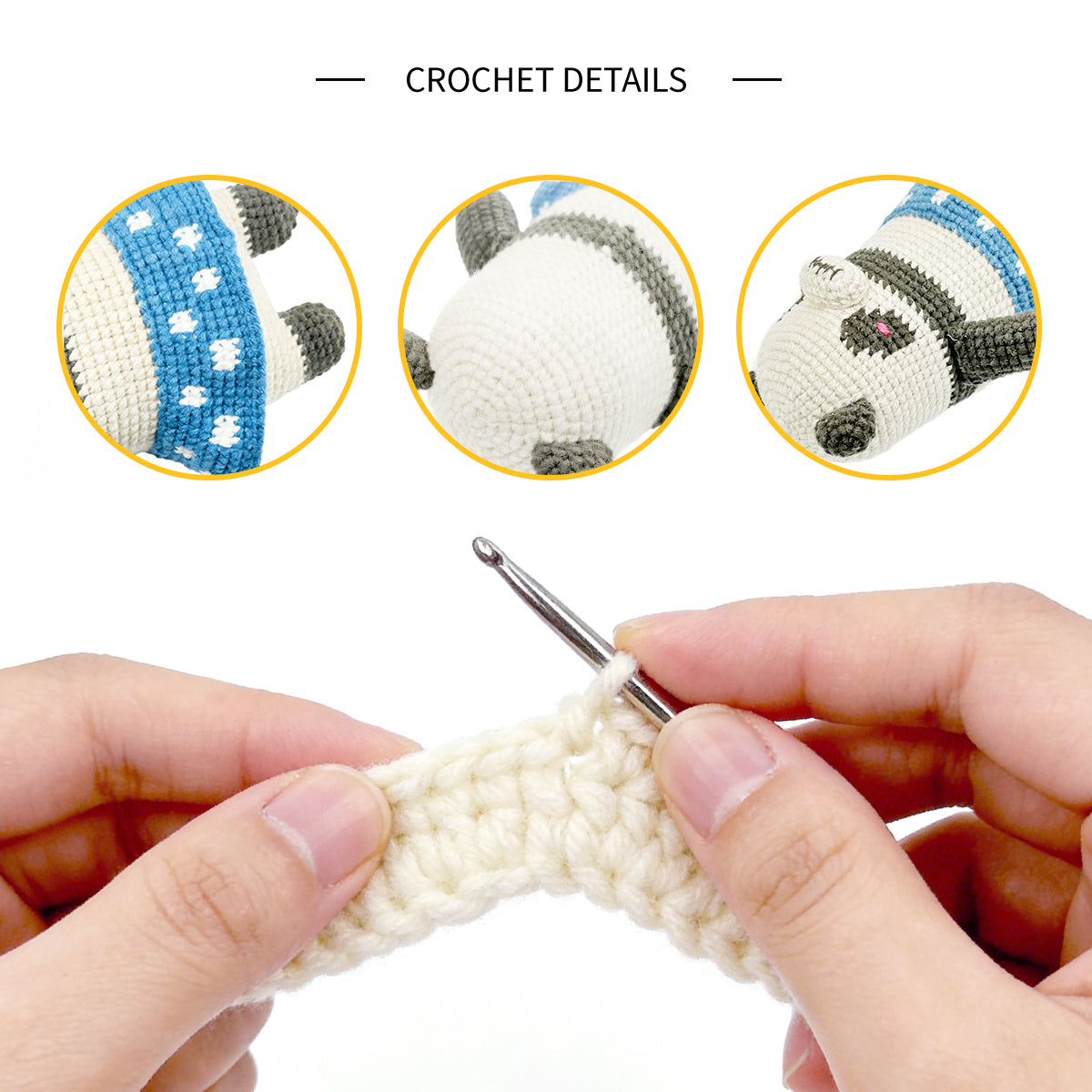 Funny Creepy Cute Panda Crochet Plush - Gothic Amigurumi Star Skirt Doll