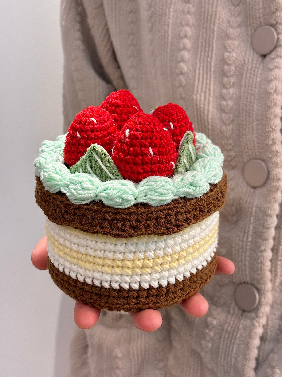 DIY Strawberry Cake Storage Box - Crochet Kit for Handmade Birthday and Valentine's Day Gifts