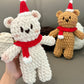 Two bears crochet Christmas scarf, bear doll material kit for hand knitting