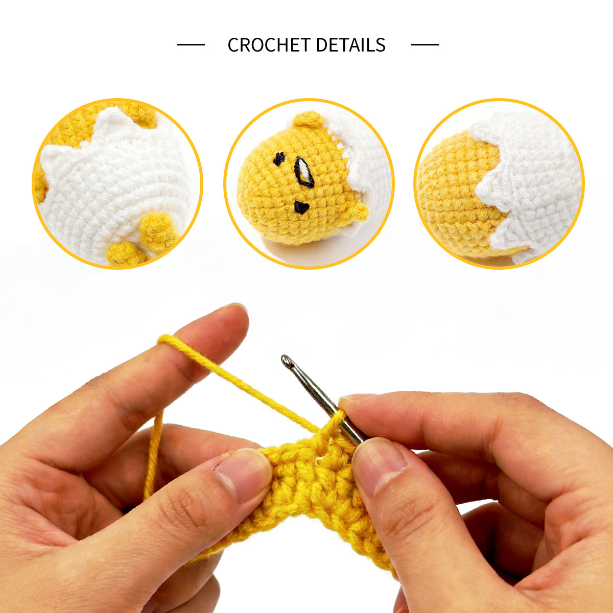 Funny Lazy Egg Crochet Plush - Grumpy Amigurumi Chick Desk Buddy Gift