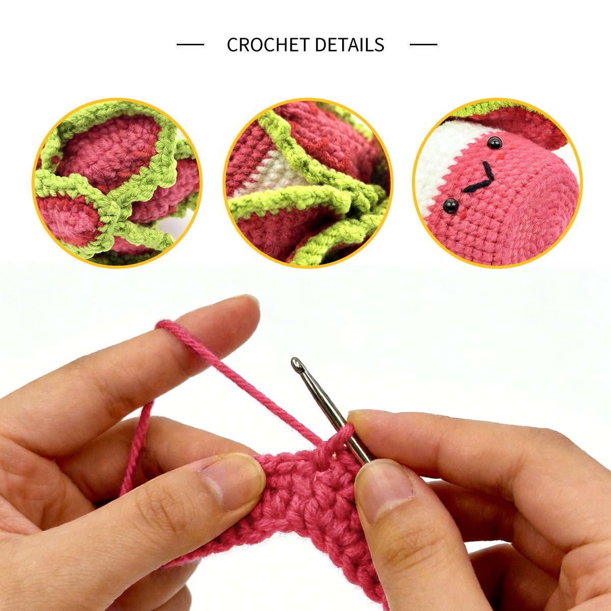 Handmade Crochet Pink Caladium Plant - Kawaii Amigurumi Potted Decor