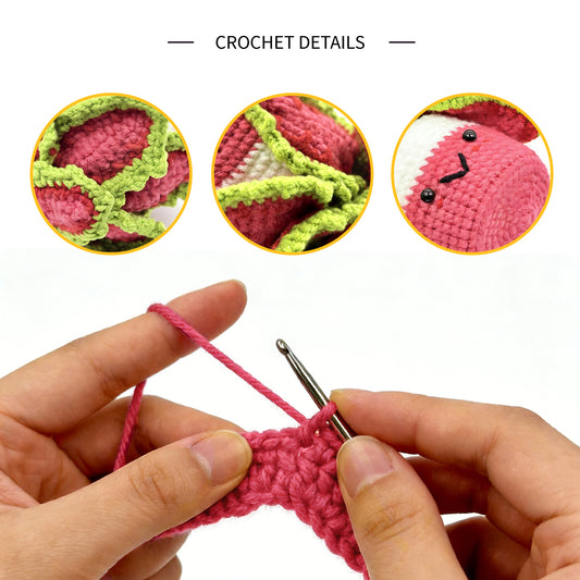 Handmade Crochet Pink Caladium Plant - Kawaii Amigurumi Potted Decor