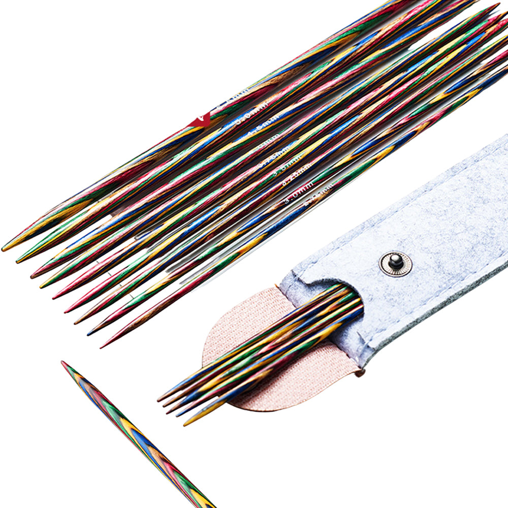 Handcrafted Multicolored Wooden Knitting Needles