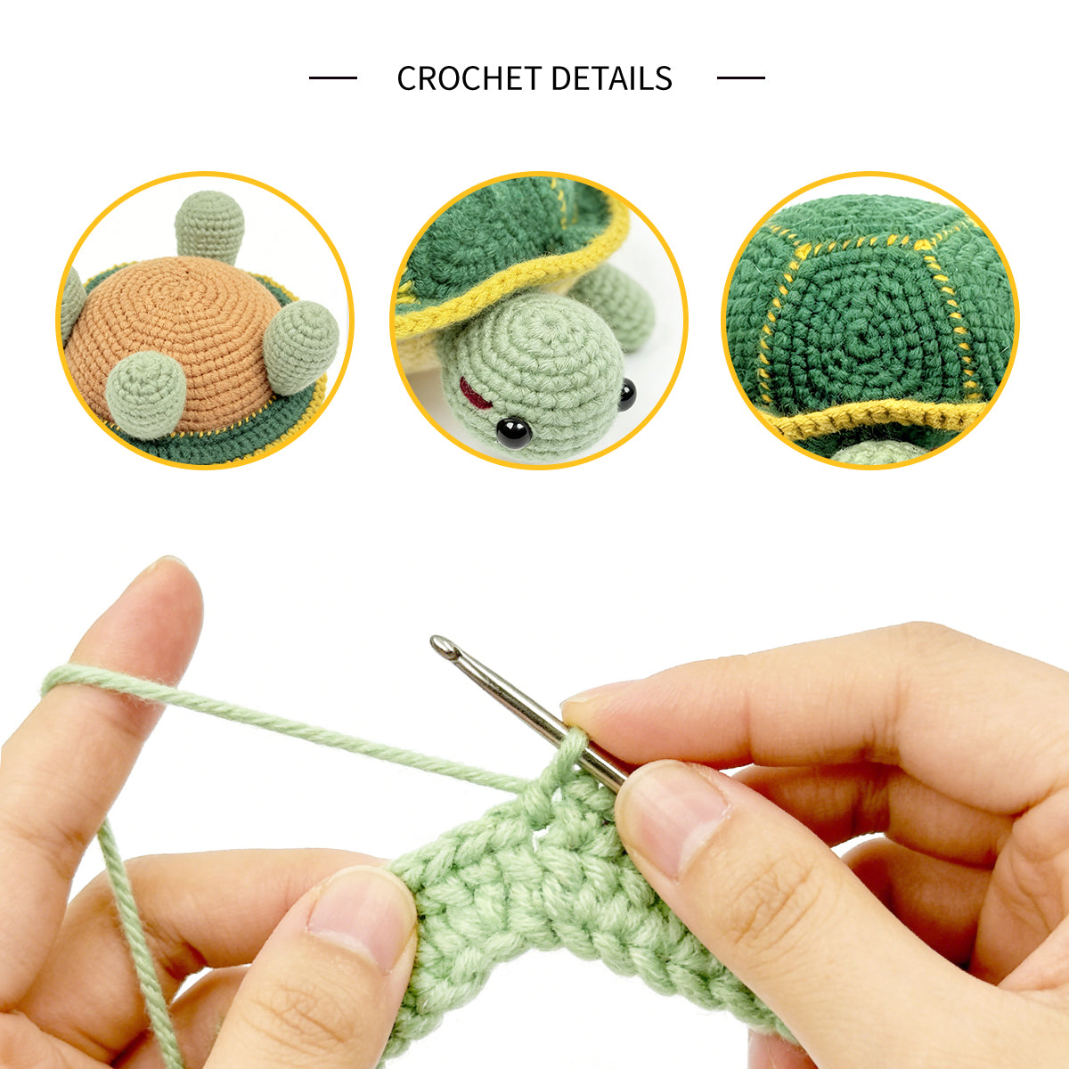 Handmade Crochet Turtle Plush - Cute Amigurumi Green Tortoise Nursery Decor