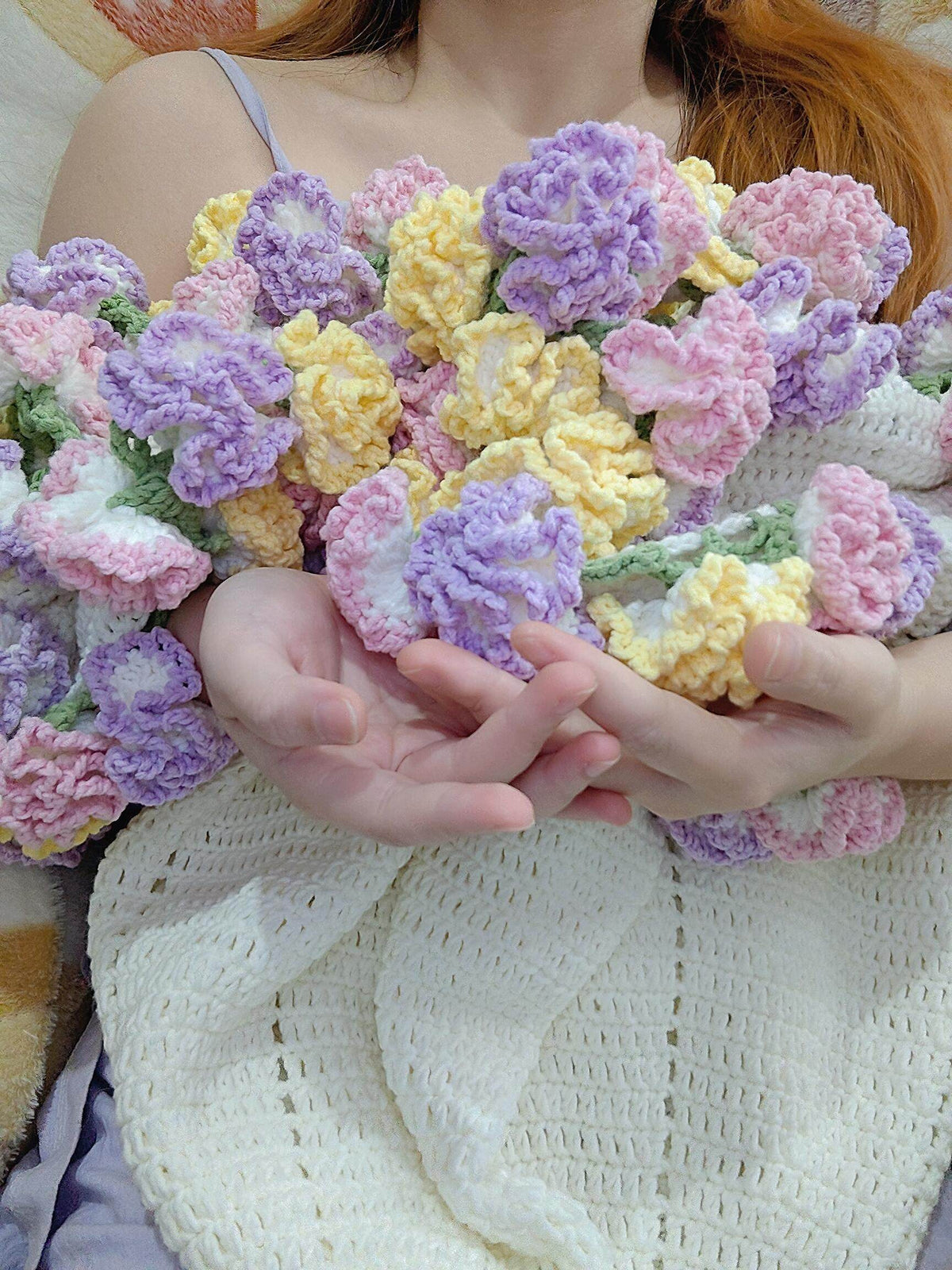 Handmade Floral Bouquet Crochet Blanket