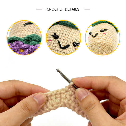 Handmade Crochet African Violet Plant - Kawaii Amigurumi Potted Flower