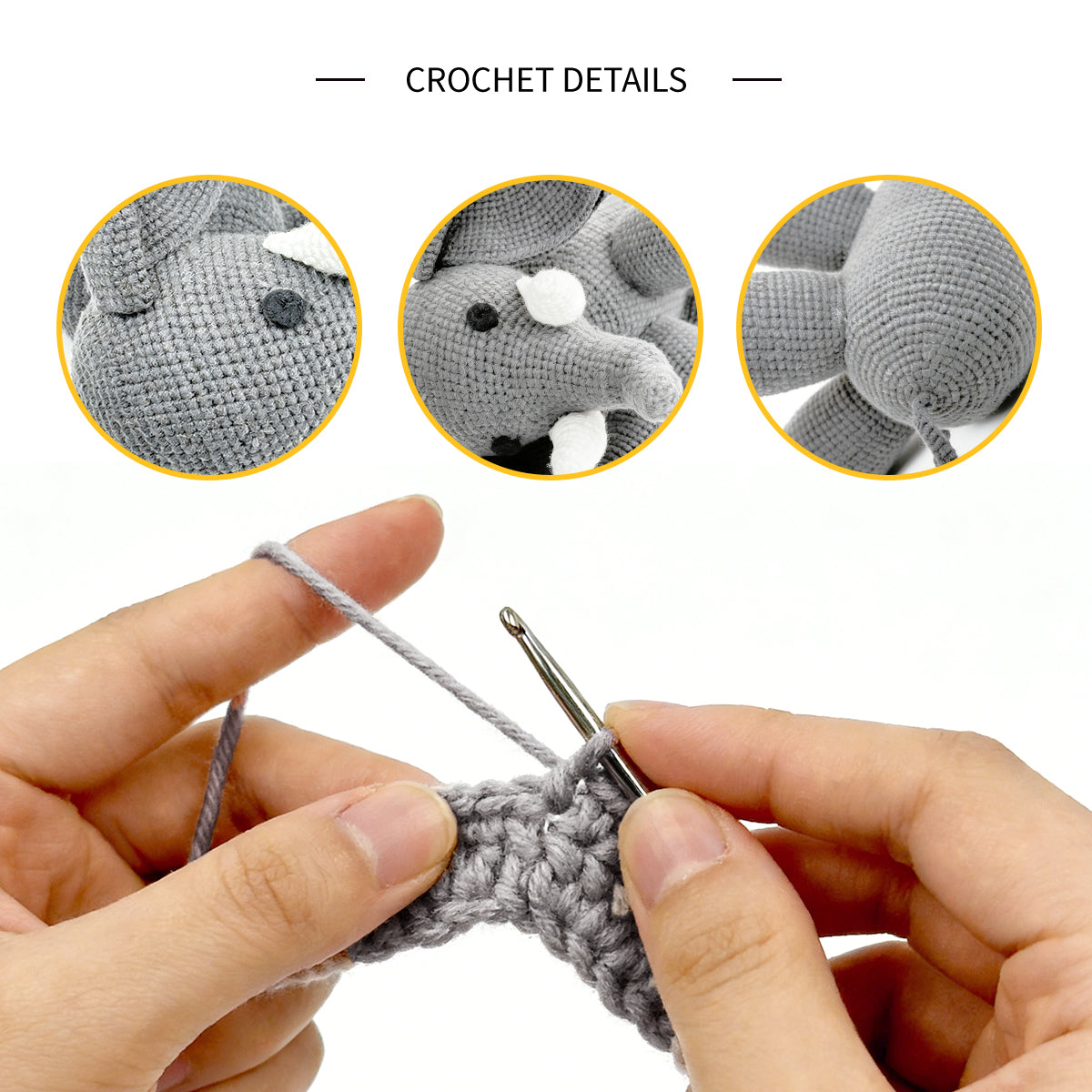 Handmade Crochet Elephant Plush - Cute Amigurumi Safari Nursery Decor