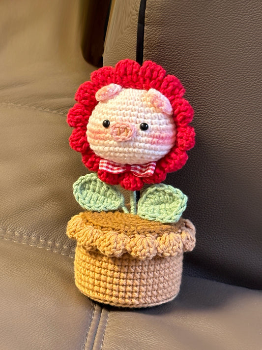 Flower Pig Potted Plant Milk Cotton Cute Doll DIY Craft Yarn Knitting Material Kit Gift