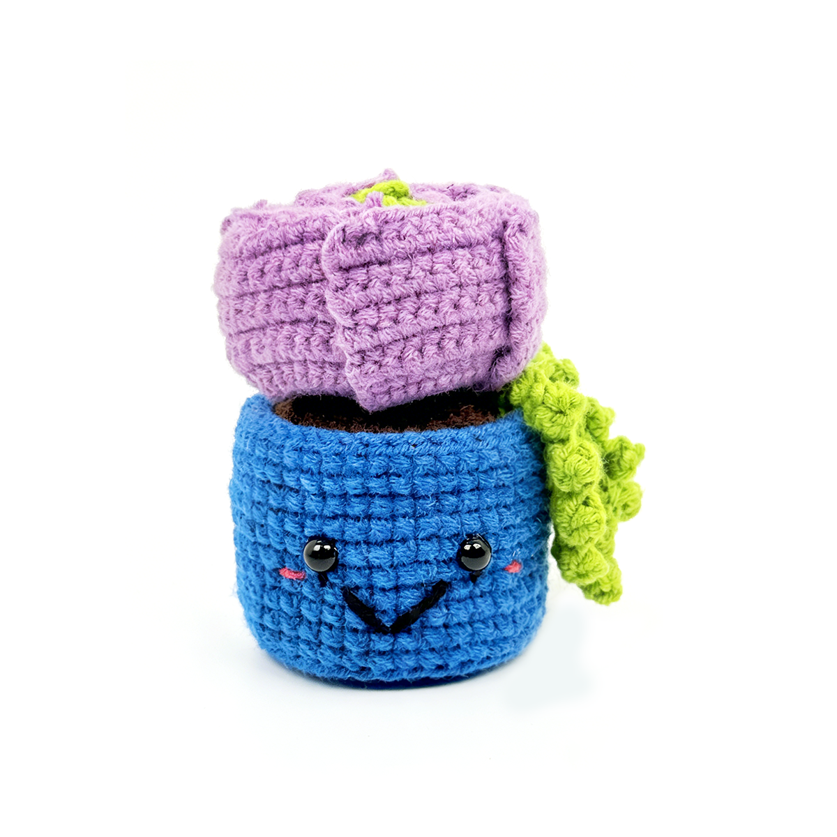 Cute Smiling Potted Succulent Plush - Everlasting Crochet Desk Decor Gift