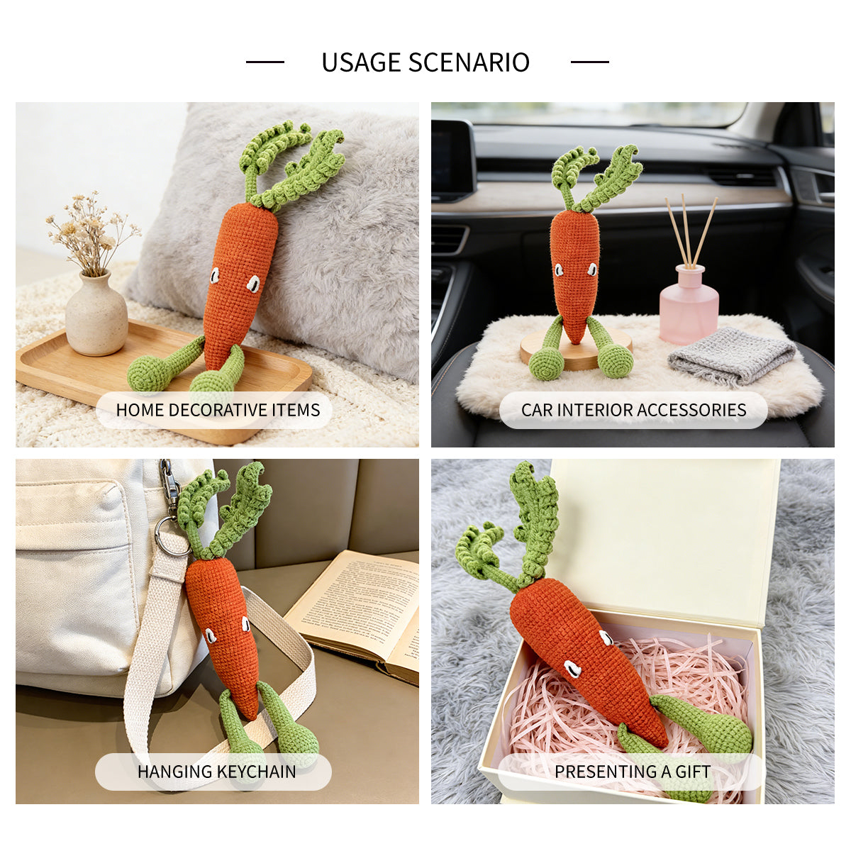 Funny Crochet Carrot Plush Toy - Quirky Amigurumi Root Vegetable Monster