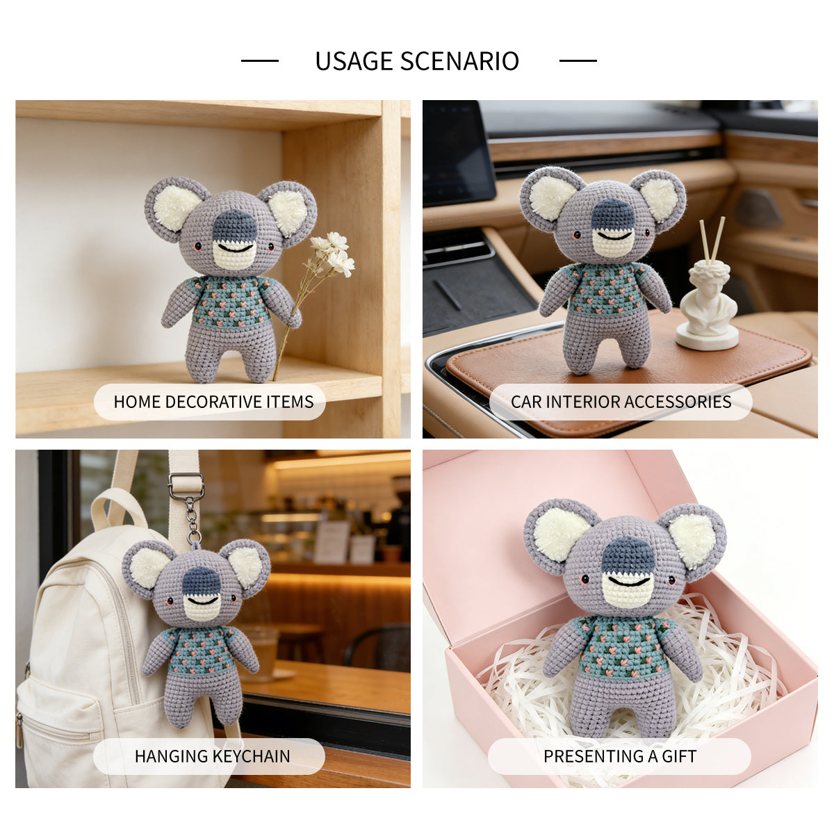 Handmade Crochet Koala Plush - Cute Amigurumi Australian Animal Nursery Decor