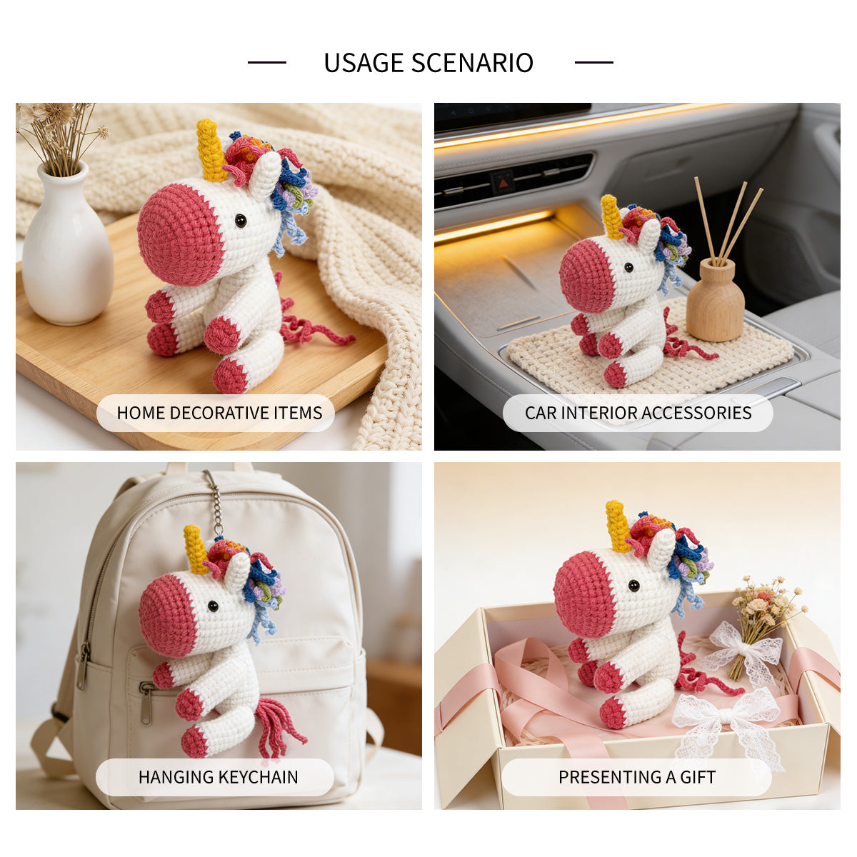 Handmade Crochet Rainbow Unicorn Plush - Cute Amigurumi Magical Toy