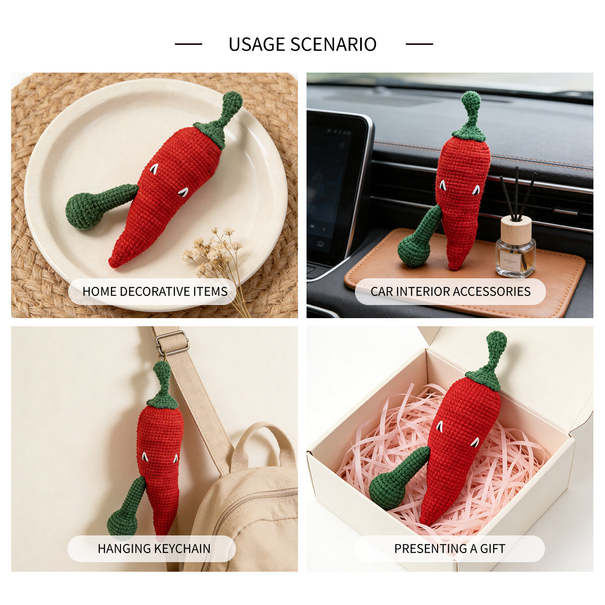 Funny Crochet Red Chili Pepper Plush - Quirky Amigurumi Vegetable Doll