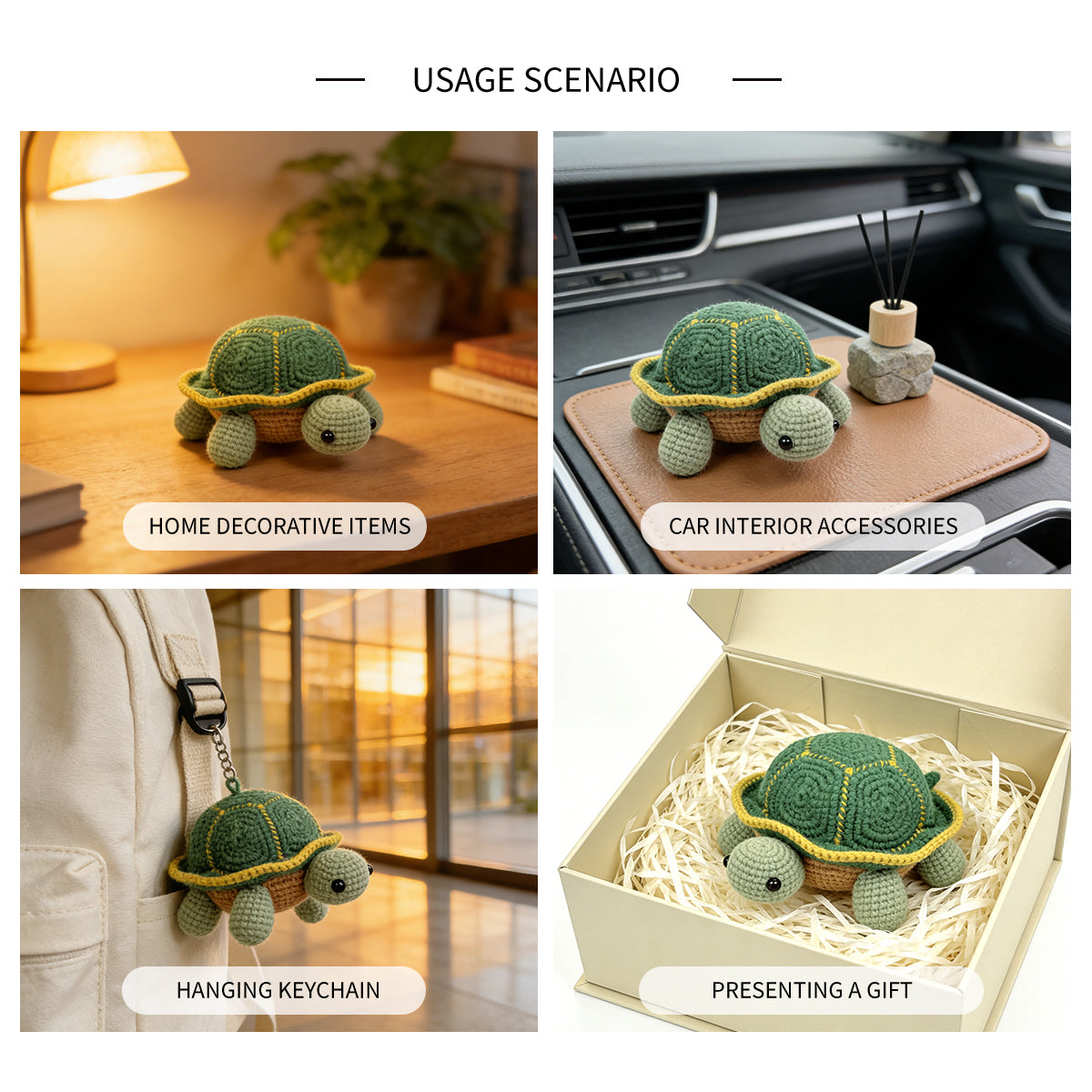 Handmade Crochet Turtle Plush - Cute Amigurumi Green Tortoise Nursery Decor
