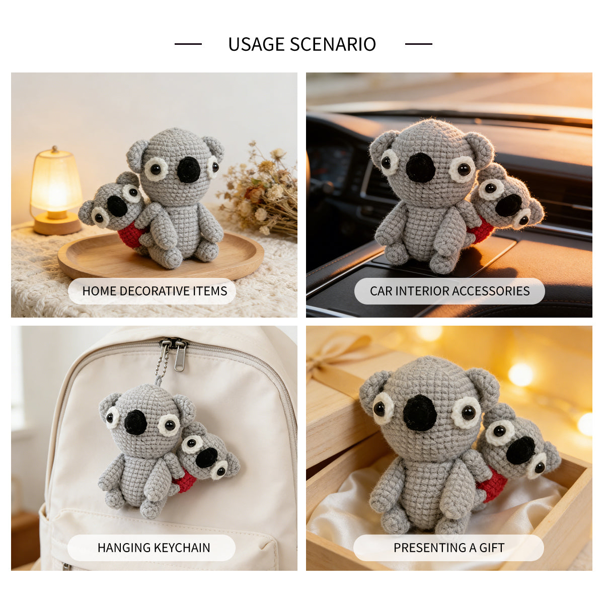 Handmade Crochet Koala Mother and Baby Set - Cute Amigurumi Nursery Decor