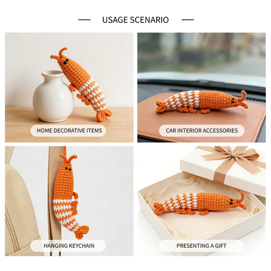 Funny Crochet Shrimp Plush - Silly Amigurumi Prawn Foodie Gag Gift