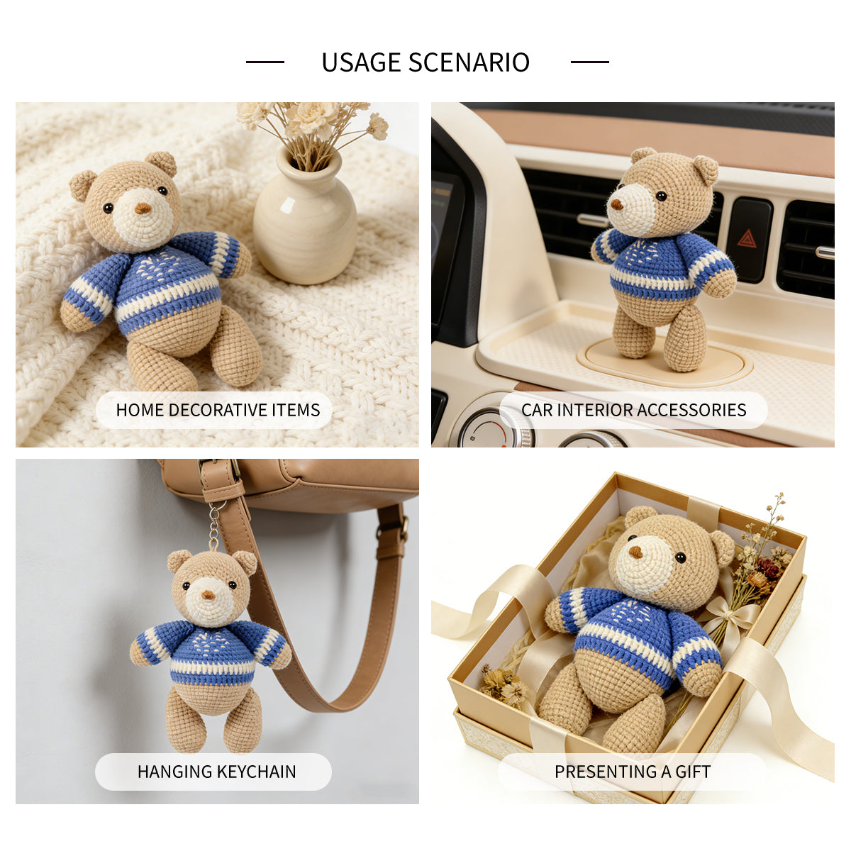 Handmade Crochet Teddy Bear - Cute Amigurumi Animal in Winter Sweater